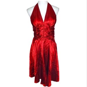 Philip Dicaprio Ravishing Red Fit & Flare Halter Dress